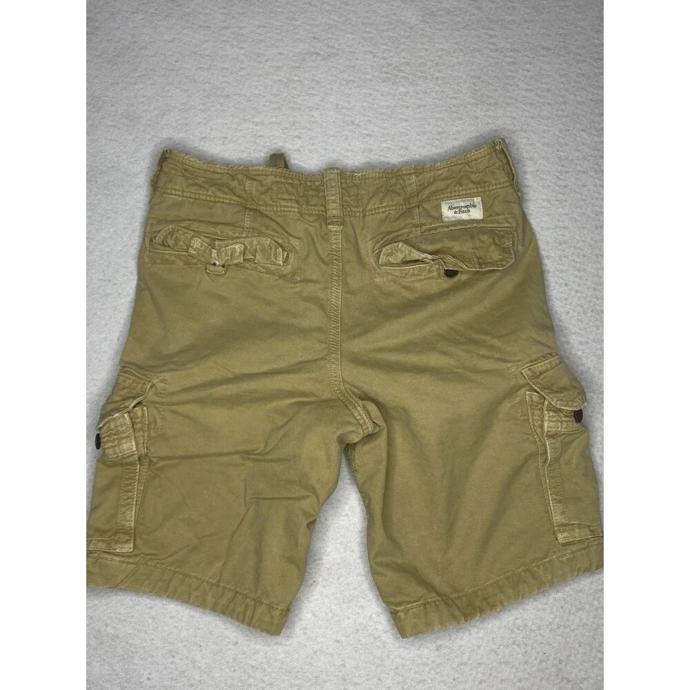 Vintage Abercrombie & Fitch Cargo Shorts Mens 31 Beige Y2K Utility Preppy Button